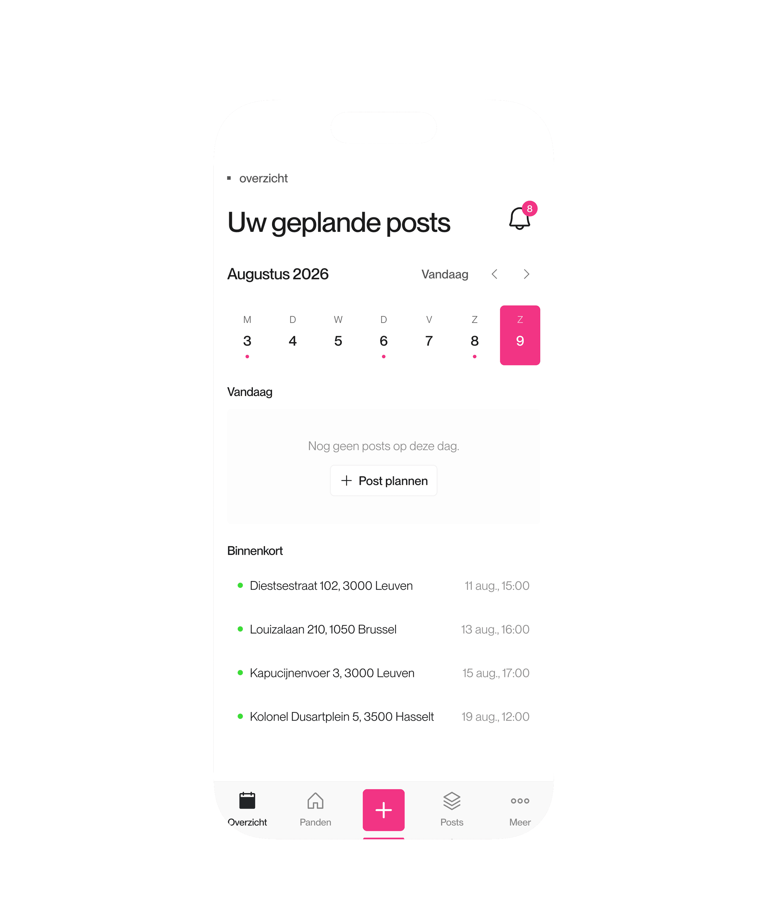 De post inplannen of meteen publiceren in de app